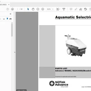 Nilfisk Advance Aquamatic Selectric Parts Manual - PDF DOWNLOAD