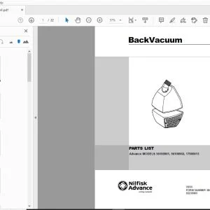 Nilfisk Advance BackVacuum 56100901, 56100902, 17900013 Parts Manual - PDF DOWNLOAD