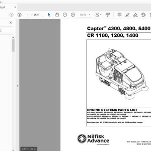 Nilfisk Advance Captor 4300, 4800, 5400 CR 1100, 1200, 1400 Engine Parts Manual - PDF DOWNLOAD