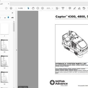 Nilfisk Advance Captor 4300, 4800, 5400 Hydraulic System Parts Manual - PDF DOWNLOAD