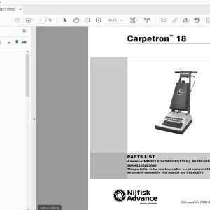 Nilfisk Advance Carpetron 18 Parts Manual - PDF DOWNLOAD