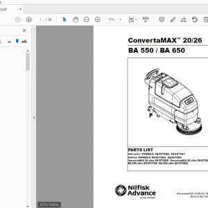 Nilfisk Advance ConvertaMax 20/26 BA 550 / BA 650 Parts Manual - PDF