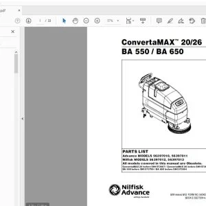 Nilfisk Advance ConvertaMax 20/26 BA 550 / BA 650 Parts Manual 56042380 - PDF DOWNLOAD
