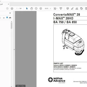 Nilfisk Advance ConvertaMax 28 I-MAX 28HD BA 750 / BA 850 Parts Manual - PDF