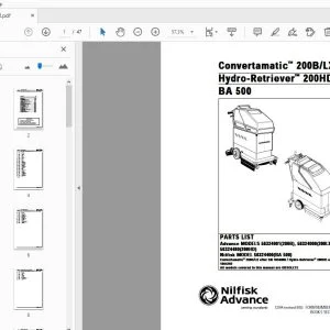 Nilfisk Advance Convertamatic 200B/LX Hydro-Retriever 200HD BA 500 Parts Manual PM - PDF DOWNLOAD