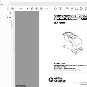 Nilfisk Advance Convertamatic 240LX Hydro-Retriever 240HD BA 600 Parts Manual 56042292 - PDF DOWNLOAD