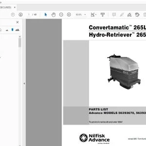 Nilfisk Advance Convertamatic 265LX Hydro-Retriever 265HD Parts Manual - PDF