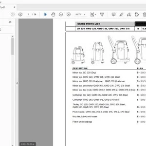 Nilfisk Advance GD 320, GWD 320, GWD 335, GWD 350, GWD 375 Parts Manual - PDF DOWNLOAD