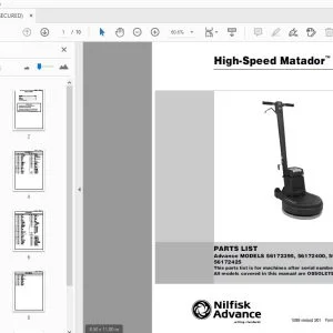 Nilfisk Advance High-Speed Matador 17/20 Parts Manual - PDF DOWNLOAD