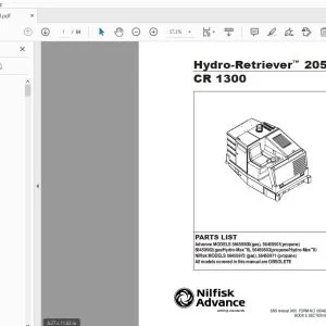 Nilfisk Advance Hydro-Retriever 2052 CR 1300 Parts Manual - PDF DOWNLOAD