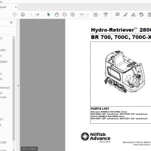 Nilfisk Advance Hydro-Retriever 2800 BR 700, 700C, 700C-XL Parts Manual 56042373 - PDF DOWNLOAD