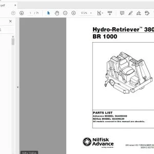 Nilfisk Advance Hydro-Retriever 3800 BR 1000 Parts Manual - PDF DOWNLOAD