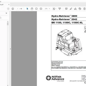 Nilfisk Advance Hydro-Retriever 3800 Hydro-Retriever 2042 BR 1100, 1100C, 1100C-XL Instrucciones de uso  - PDF