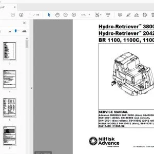 Nilfisk Advance Hydro-Retriever 3800 Hydro-Retriever 2042 BR 1100, 1100C, 1100C-XL Service Manual - PDF