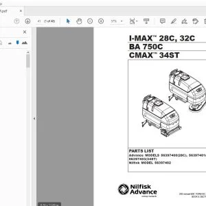 Nilfisk Advance I-MAX 28C ,32C BA 750C CMAX 34ST PARTS MANUAL - PDF