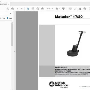 Nilfisk Advance Matador 17/20 Parts Manual 56042225 - PDF DOWNLOAD