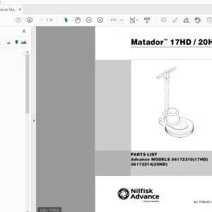 Nilfisk Advance Matador 17HD/20HD Parts Manual - PDF DOWNLOAD