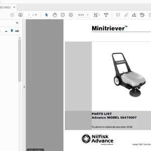 Nilfisk Advance Minitriever 56475007 Parts Manual - PDF DOWNLOAD
