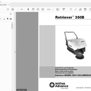 Nilfisk Advance Retriever 350B Instuctions For Use & Parts Manual - PDF DOWNLOAD