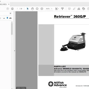 Nilfisk Advance Retriever 360G/P Parts Manual - PDF DOWNLOAD