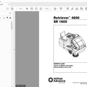 Nilfisk Advance Retriever 4600 SR 1600 Parts Manual 564616000 - PDF DOWNLOAD