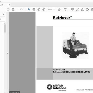 Nilfisk Advance Retriever 5200G (OBSOLETE) Parts Manual 56042131 - PDF