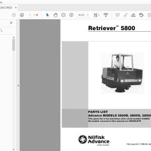 Nilfisk Advance Retriever 5800 Parts Manual 56042153 - PDF DOWNLOAD