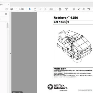 Nilfisk Advance Retriever 6250 SR 1800H Parts Manual 56042447 - PDF DOWNLOAD