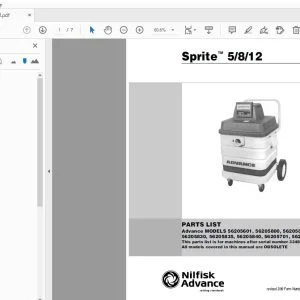 Nilfisk Advance Sprite 5812 Parts Manual 56042201 - PDF DOWNLOAD