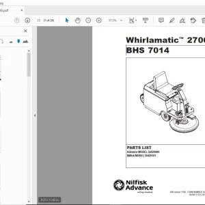 Nilfisk Advance Whirlamatic 2700 BHS 7014 Parts Manual - PDF DOWNLOAD