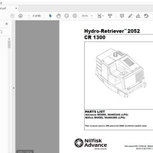 Nilfisk Hydro-Retriever 2052 CR 1300 Parts Manual - PDF DOWNLOAD
