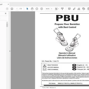 PBU Propane Floor Burnisher with Dust Control Operator's Manual - PDF DOWNLOAD