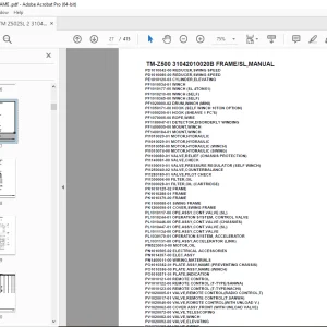 Tadano Crane TM-Z500 31042010020B FRAME/SL ,Parts Manual PDF