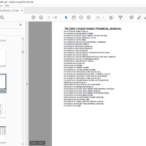 Tadano Crane TM-Z500 31042010060A FRAME/SL, Parts Manual  PDF