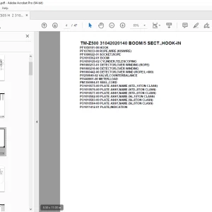 Tadano Crane TM-Z500 31042020140 BOOM/5 SECT.,HOOK-IN Parts Manual PDF