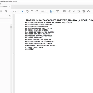 Tadano Crane TM-Z600 31102000083A FRAME/STD,4 SECT.BOOM Parts Manual PDF