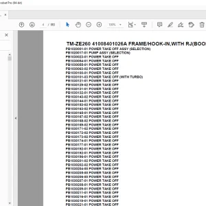 Tadano TM-ZE260 41008401026A FRAME/HOOK-IN RJ BOOM.JACK INTERL Parts Manual PDF