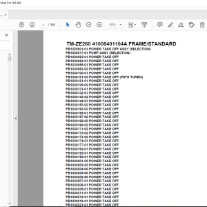 Tadano Crane TM-ZE260 41008401104A FRAME/STANDARD Parts Manual PDF