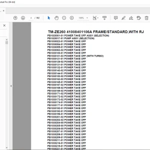 Tadano Crane TM-ZE260 41008401106A FRAME/STANDARD,WITH RJ Parts Manual PDF