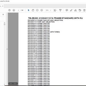 Tadano Crane TM-ZE260 41008401107A FRAME/STANDARD,WITH RJ Parts Manual PDF
