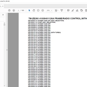 Tadano TM-ZE260 41008401126A FRAME/RADIO CONTROL,WITH RJ Parts Manual PDF