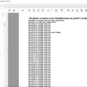 Tadano Crane TM-ZE260 41008401154A FRAME/HOOK-IN,SAFETY EYES Parts Manual PDF