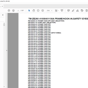 Tadano TM-ZE260 41008401156A FRAME/HOOK-IN,SAFETY EYES,WITH RJ Parts Manual PDF