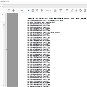 Tadano TM-ZE260 41008401166A FRAME/RADIO CONTROL,SAFETY EYES, R Parts Manual PDF