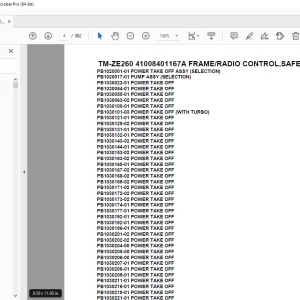 Tadano TM-ZE260 41008401167A FRAME/RADIO CONTROL,SAFETY EYES,R Parts Manual PDF