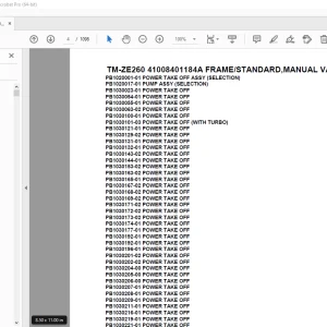 Tadano TM-ZE260 41008401184A FRAME/STANDARD,MANUAL VALVE Parts Manual PDF
