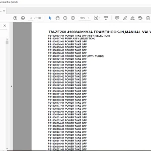 Tadano TM-ZE260 41008401193A FRAME/HOOK-IN,MANUAL VALVE Parts Manual PDF