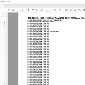 Tadano TM-ZE260 41008401195A FRAME/HOOK-IN,MANUAL VALVE Parts Manual PDF