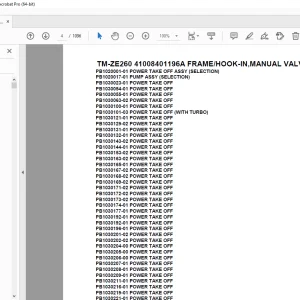 Tadano TM-ZE260 41008401196A FRAME/HOOK-IN, VALVE,WITH RJ Parts Manual PDF