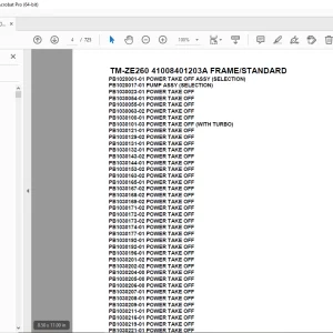 Tadano Crane TM-ZE260 41008401203A FRAME/STANDARD Parts Manual PDF